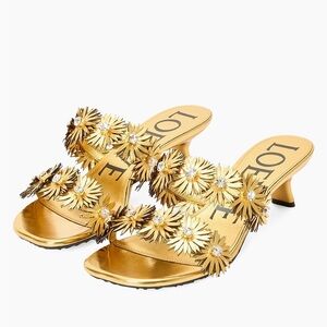 Loewe x Paula’s Ibiza Petal Flower 45MM Gold Embellished Heels